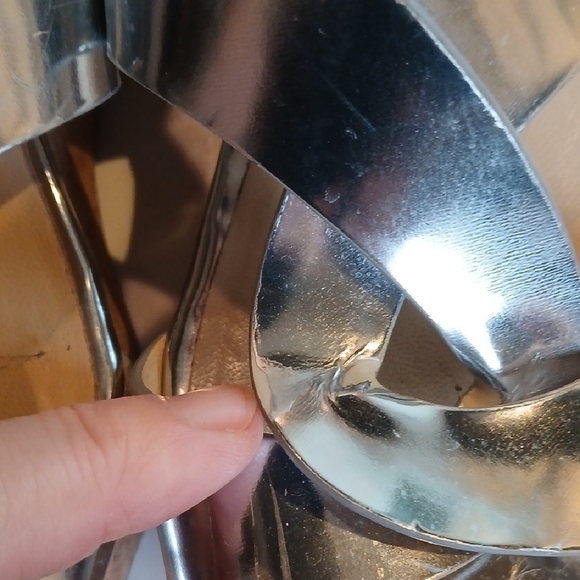 ✨ Jimmy Choo Atia Metallic Silver Leather Platform Wedge Sandals Size 38.5 - Picture 9 of 13